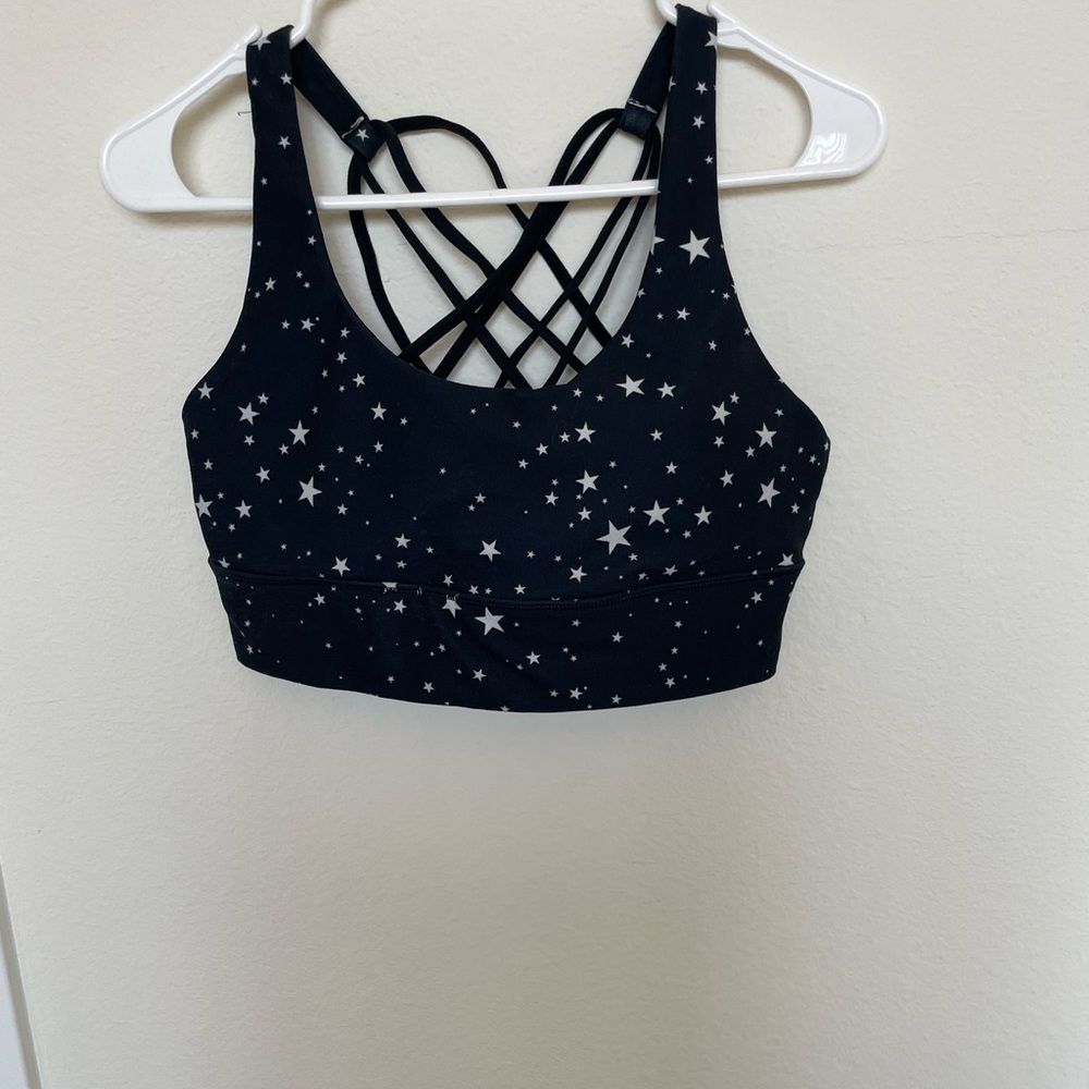Like new Wild Fox Sweats black bra top with white stars size L